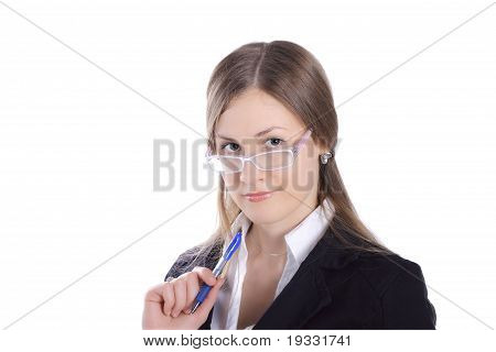 Donna d'affari con penna