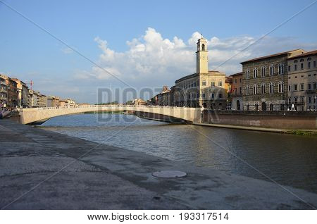 Pisa, Arno river, Ponte di Mezzo bridge