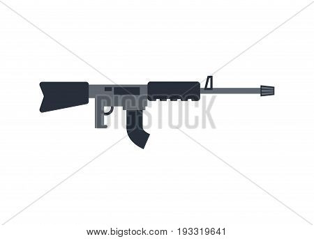 Machine Gun Isolated. Military Rifle On White Background. Weapons