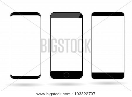 Blank mobile phones  screen mockup vector smartphone template set