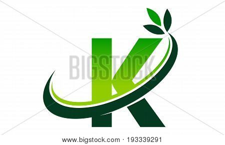 This image describe about Swoosh Leaf Letter K