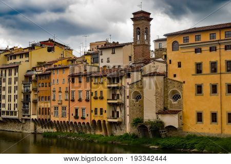 Buildings on the river in Florence Italy