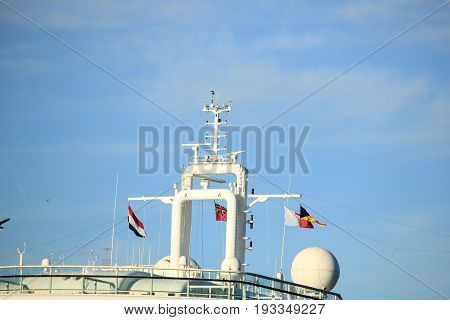 Velsen The Netherlands - May 31st 2017: Aurora P&O Cruises on North Sea Channel detail of ship