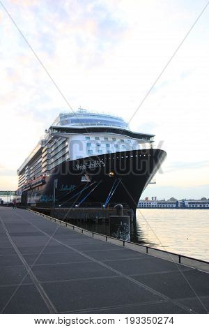 Amsterdam The Netherlands - May 11th 2017: Mein Schiff 3 TUI Cruises docked at Passenger Terminal Amsterdam