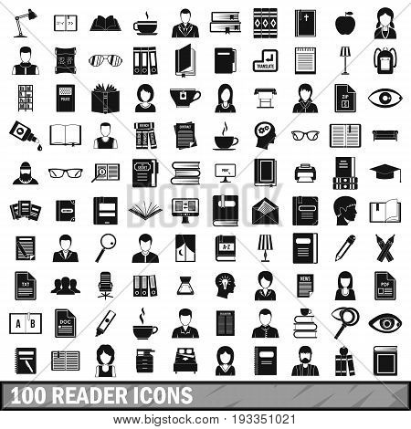 100 reader icons set in simple style for any design vector illustration
