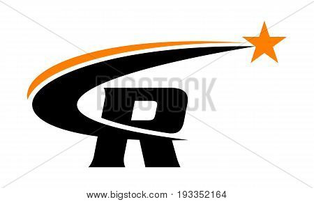 This image describe about Star Swoosh Letter R