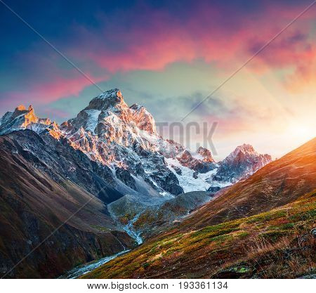 Colorful Sunrise On The Mt. Ushba