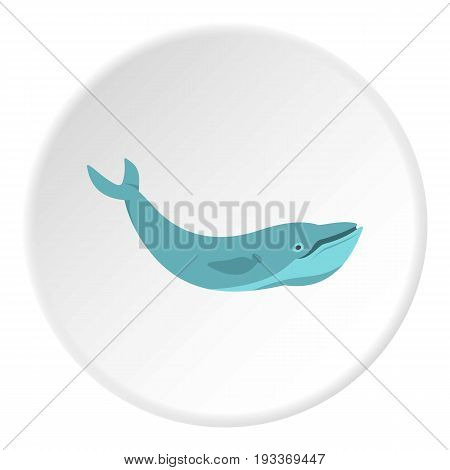 Blue whale icon in flat circle isolated on white background vector illustration for web