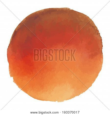 Bright red carroty blot - vector watercolor stain isolated on white background