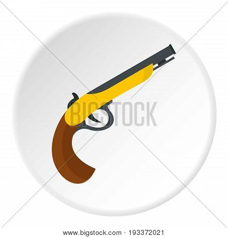 Gun icon in flat circle isolated on white background vector illustration for web