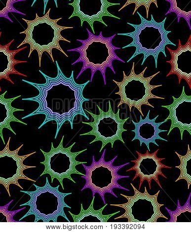 Dark seamless background with irregular colorful star shapes vector eps10