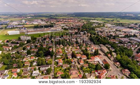 Aerial view of Memmingen city in Bavaria. Germany.