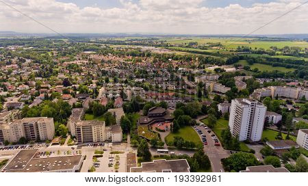 Aerial view of Memmingen city in Bavaria. Germany.