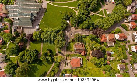 Top view of Memmingen city in Bavaria. Germany.
