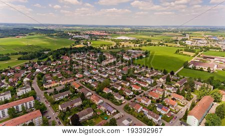 Aerial view of Memmingen city in Bavaria. Germany.