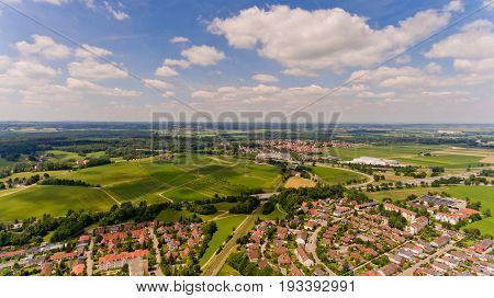 Aerial view of Memmingen city in Bavaria. Germany.