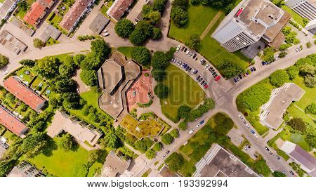 Top view of Memmingen city in Bavaria. Germany.
