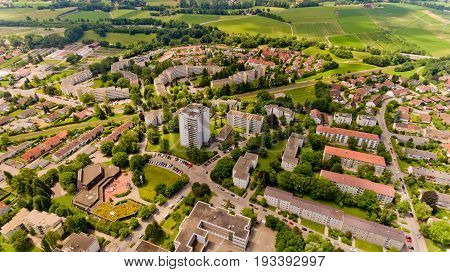 Aerial view of Memmingen city in Bavaria. Germany.