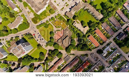 Top view of Memmingen city in Bavaria. Germany.
