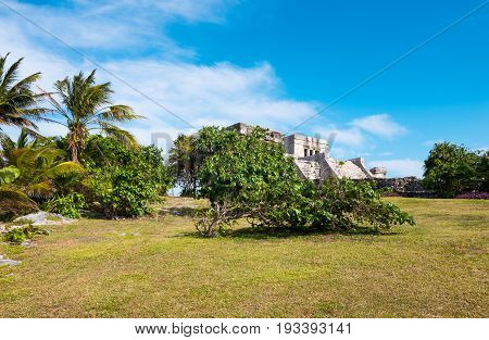 Tulum Mexico the Castle (El Castillo) in the Mayan city archaeological site
