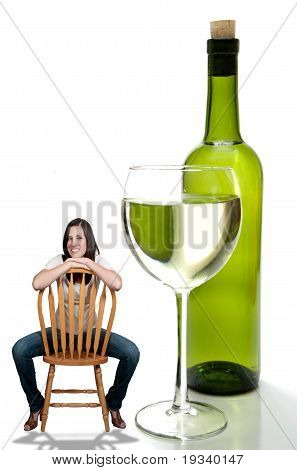 Frau mit Wein