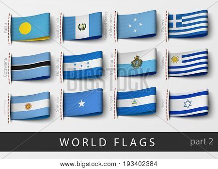 Vector set of flag labels of all countries