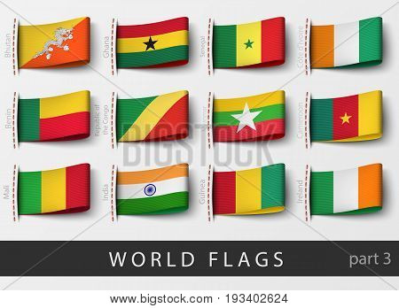 Vector set of flag labels of all countries