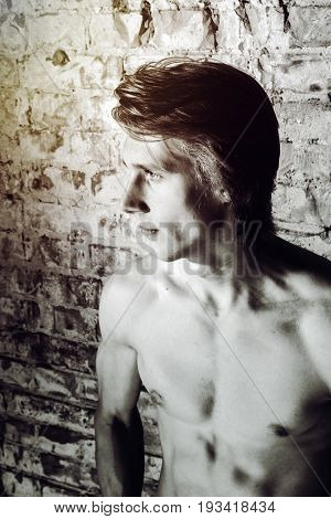 Strong Sexy Young Guy Posing With Naked Torse