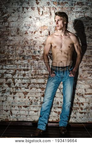 Strong Sexy Young Guy Posing With Naked Torse