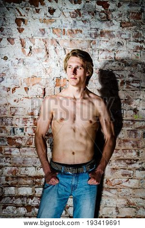 Strong Sexy Young Guy Posing With Naked Torse