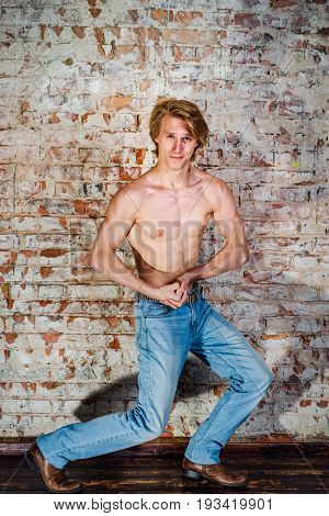 Strong Sexy Young Guy Posing With Naked Torse