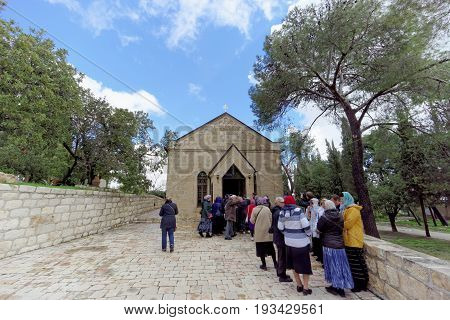 Jerusalem Israel. - February 15.2017. Savior of the Ascension Convent of the Russian Orthodox Church in Jerusalem. The Mount of Olives. Church of the Ascension in Jerusalem