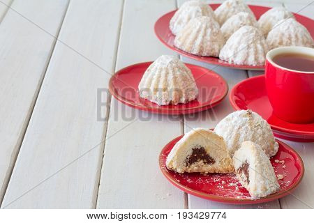 Egyptian Eid Cookies (Kahk) with Tea Horizontal Copy Space Left