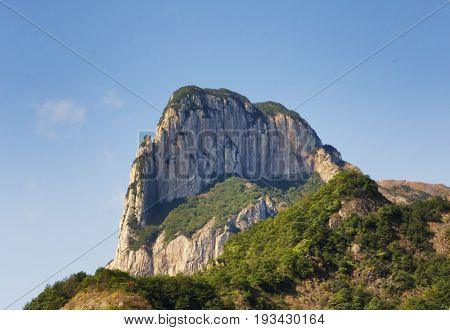 Guanying peak mountains in the Fangdong scenic area of Yandangshan located in Zhejiang province China.
