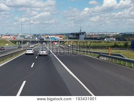 Motorway With Cars In Prague