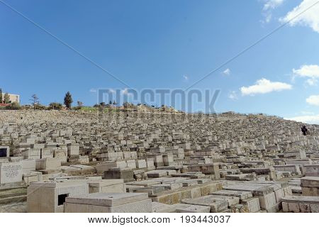 Jerusalem Israel. - February 15.2017 View of the old Jewish cemeter