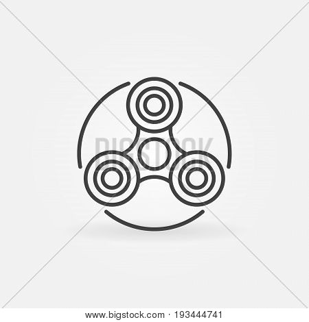 Fidget spinner outline icon - vector hand spin toy concept symbol or design element in thin line style