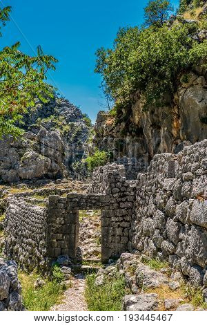 Ancient Ruins And Mountain Valley