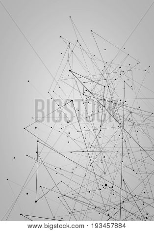 Abstract Connected Dots Communication Network On Space Background, Polygonal Line Creative Design