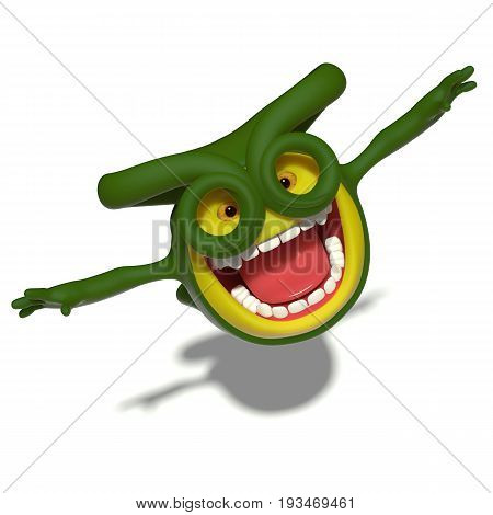 3D illustration. The funniest character on an isolated white background.