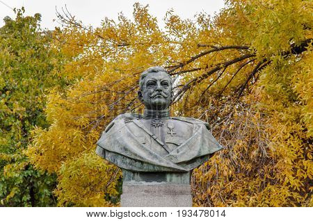 TIMISOARA, ROMANIA - OCTOBER 15, 2016 Romanian General Nicolae Grigorescu monument in Timisoara