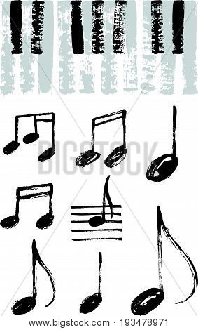 Music Notes And Piano Keyboard