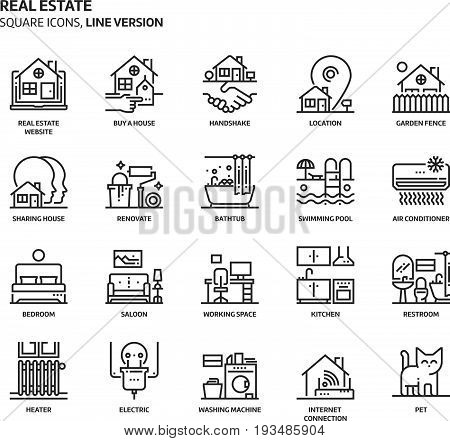 Real Estate, Square Icon Set