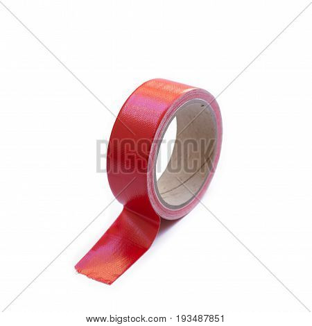 adhesive tape red isolated on white background.