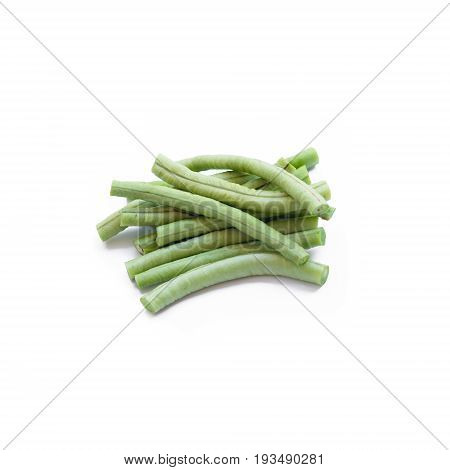 yardlong bean sliced isolated on white background.
