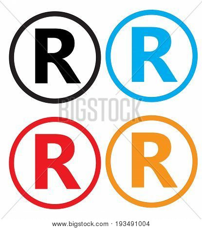 set registered trademark icon on white background. registered trademark sign.