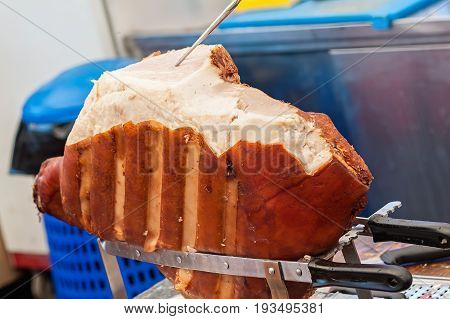 Italian Cooked Ham Ready To Be Sliced.