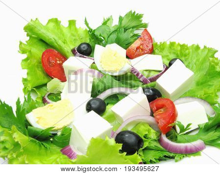 greek salad with cheese olive and tomato