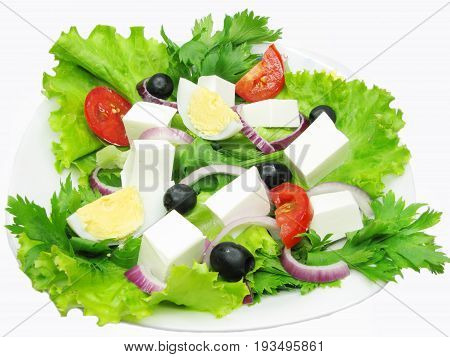 greek salad with cheese olive and tomato