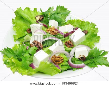 vegetable salad with cheese and walnut food